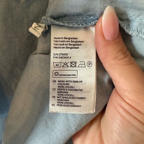 H&M LIGHT DENIM BLUE Embroidered Dress Tassle 10 - Picture 10 of 12